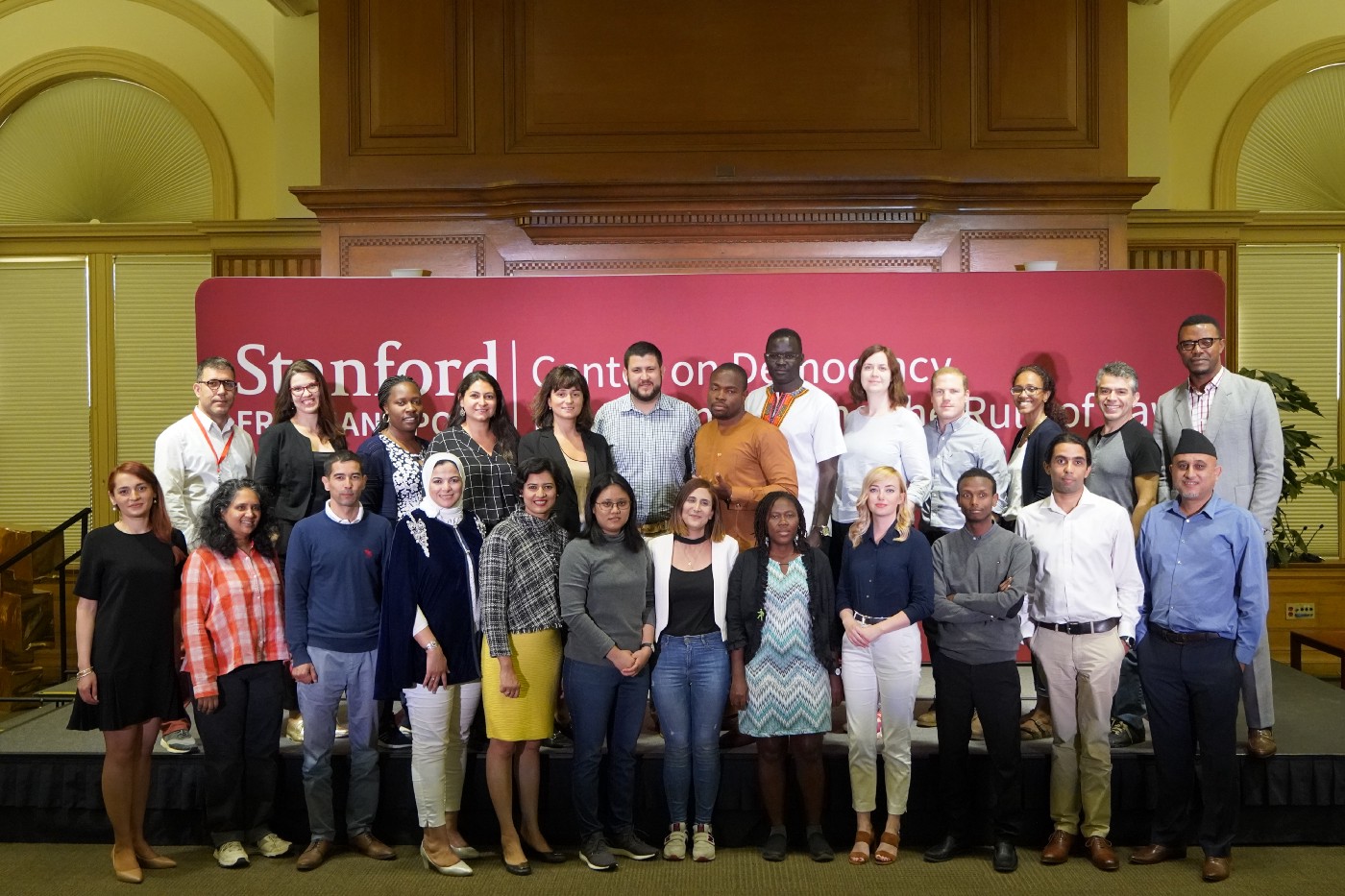 The 2019 Draper Hills Fellows Program Class of 2019 at the Freeman Spogli Institute for International Studies. Photo Credit: Stanford Center on Democracy, Development and the Rule of Law